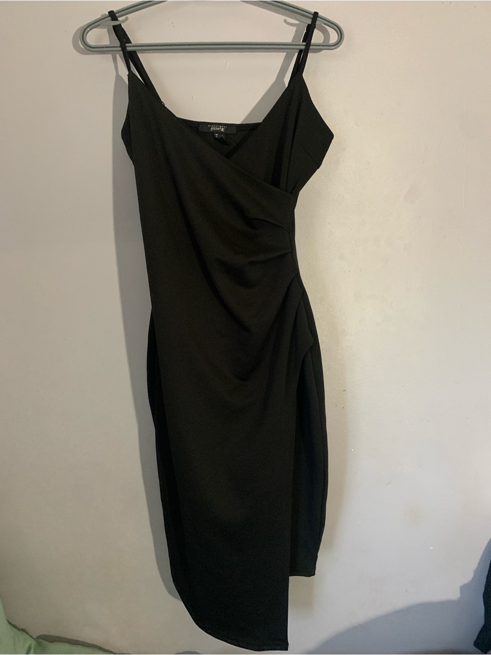 Streetwear Society Black Asymmetrical Draped Midi Dress